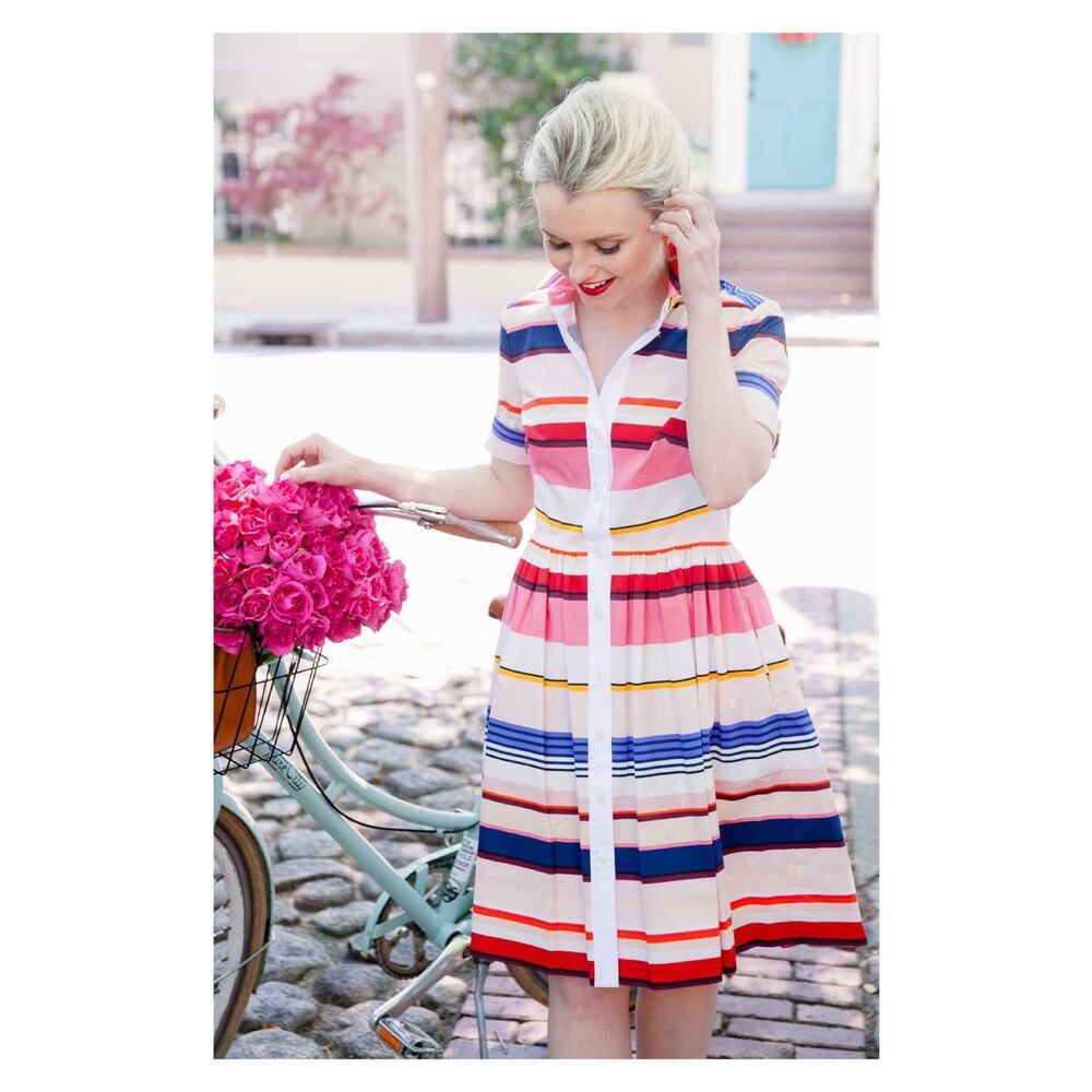 Kate Spade New York Spice Things Up Berber Stripe Shirt Dress Sz.4 - Picture 2 of 16